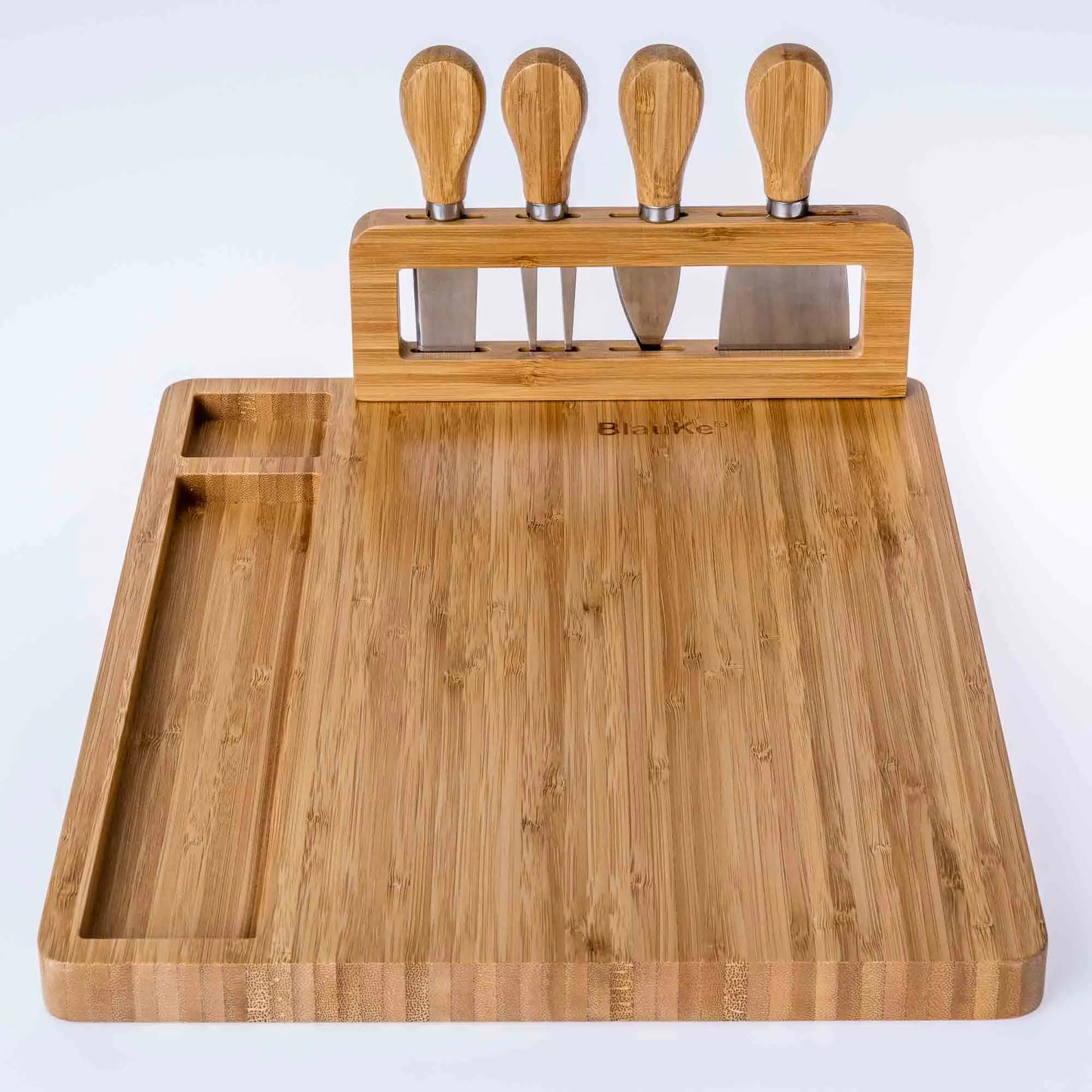 Charcuterie Board and Knife Set - 14x11 inch Charcuterie Board with 4 Cheese Knives - Wood Serving Tray